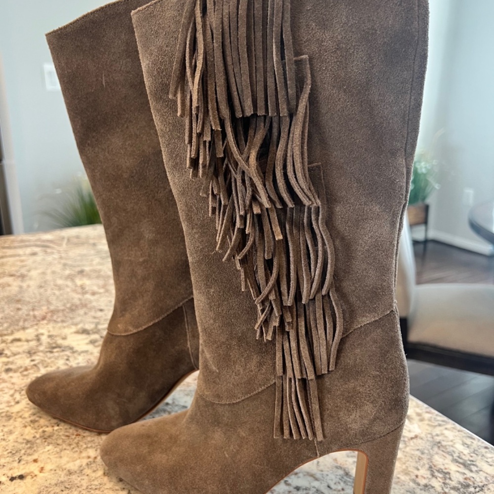 Vince Camuto Fringe Leather Suede Boots